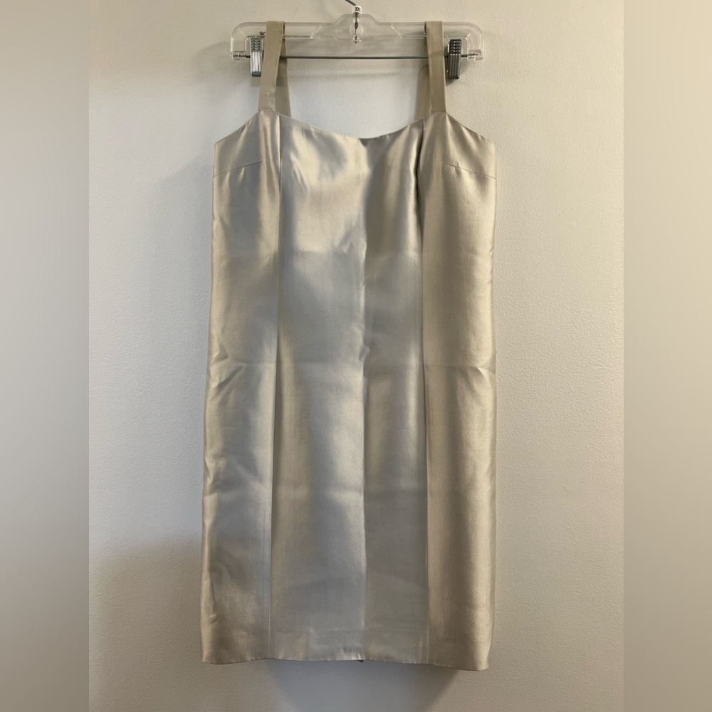 34.Rickie Freeman for Teri Jon Silver Silk Blend Dress